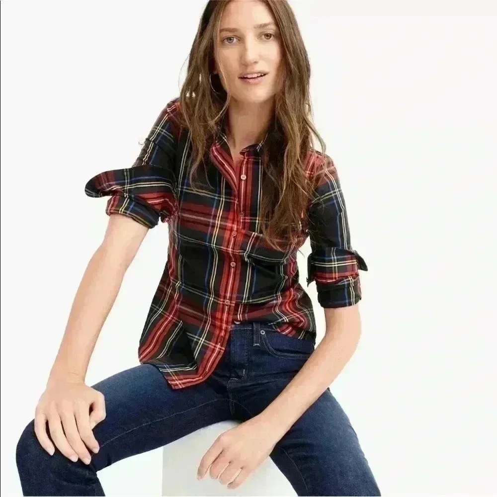 New J. Crew Plaid Slim Shirt Sz 2